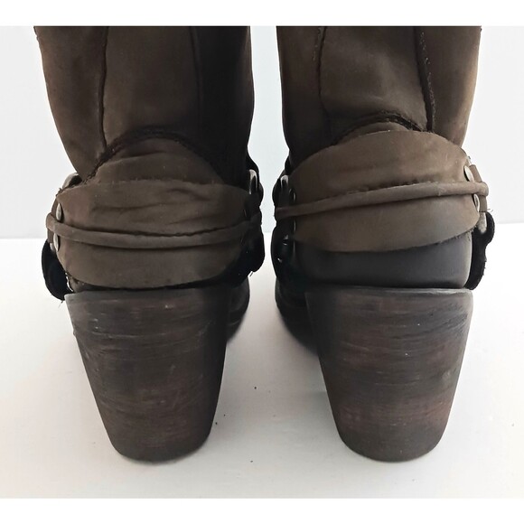 Independent Boot Co Brown Leather Moto Ankle Boot Harness Strap Made Mexico 6.5 - Picture 7 of 11